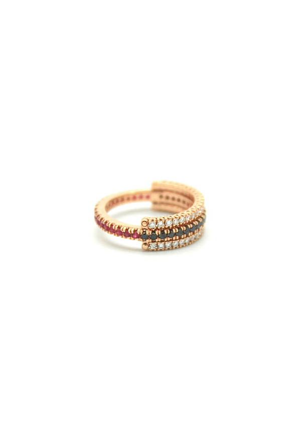 Veretta Twice Oro Rosa Diamanti, Diamanti Neri E Rubini Misura 10 Ref. TFTWDNR10 - Tomasini Francia