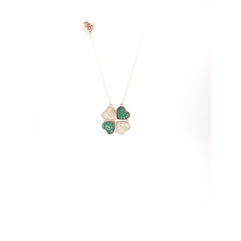 Love & Luck Girocollo Diamanti Bianchi E Smeraldi Ref. CDLC012 - Tomasini Francia