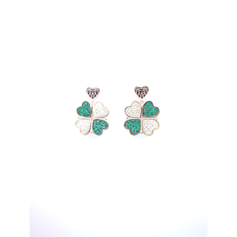 Love & Luck Orecchini Pendenti Diamanti Bianchi E Smeraldi