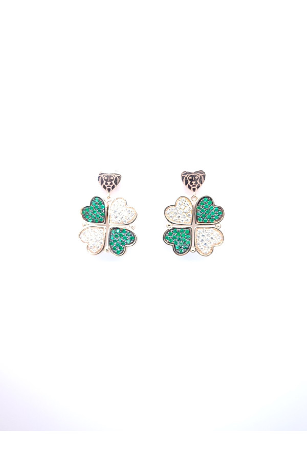 Love & Luck Orecchini Pendenti Diamanti Bianchi E Smeraldi Ref. CDLOR011 - Tomasini Francia