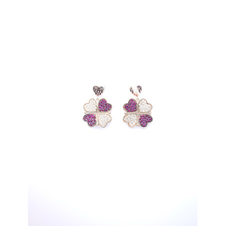 Love & Luck Orecchini Pendenti Diamanti Bianchi E Rubini Ref. CDLOR10 - Tomasini Francia