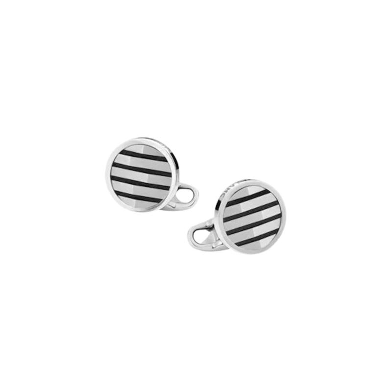 Montblanc Silver Round Cufflinks with geometric insert Ref. MB123804 - Tomasini Francia