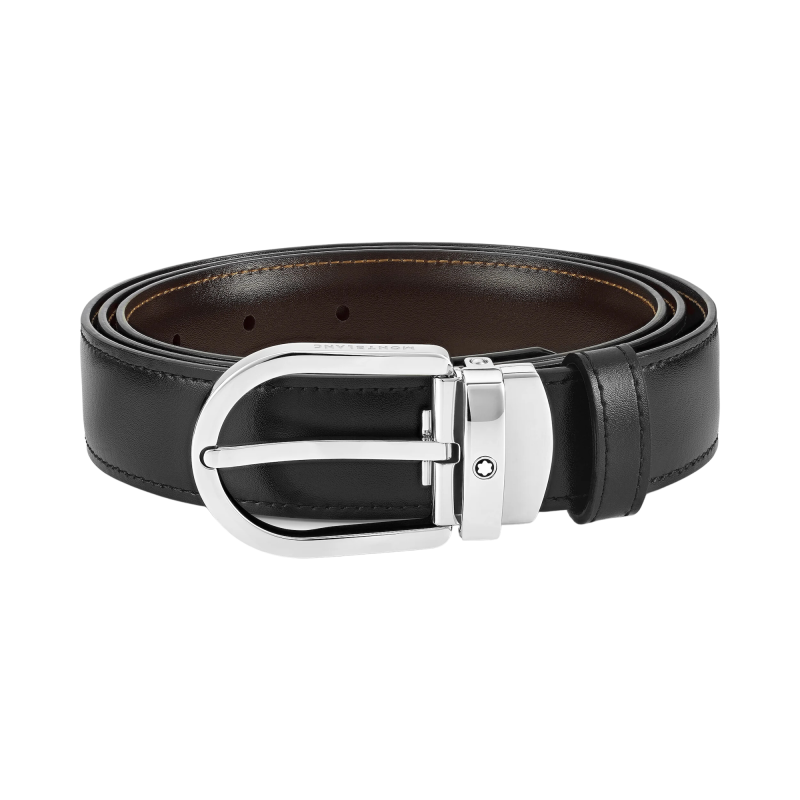 Cintura reversibile in pelle nera/marrone 30 mm con fibbia a ferro di cavallo MB128135 Ref. MB128135 - Tomasini Francia