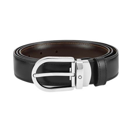 Cintura reversibile in pelle nera/marrone 30 mm con fibbia a ferro di cavallo MB128135 Ref. MB128135 - Tomasini Francia