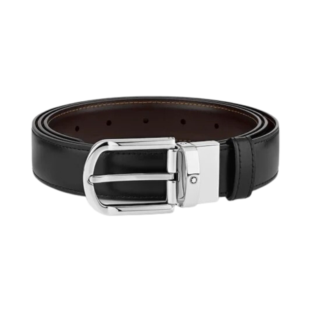 Montblanc Cintura reversibile in pelle con fibbia a ferro di cavallo Ref. MB111080 - Tomasini Francia