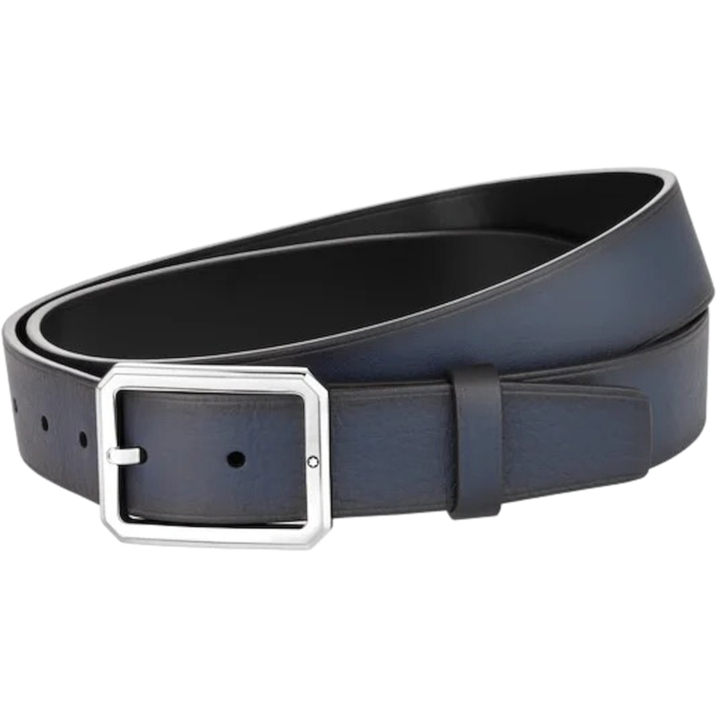 Monblanck Cintura Reversibile in Pelle Blu/Nera 35mm Ref. MB128771 - Tomasini Francia
