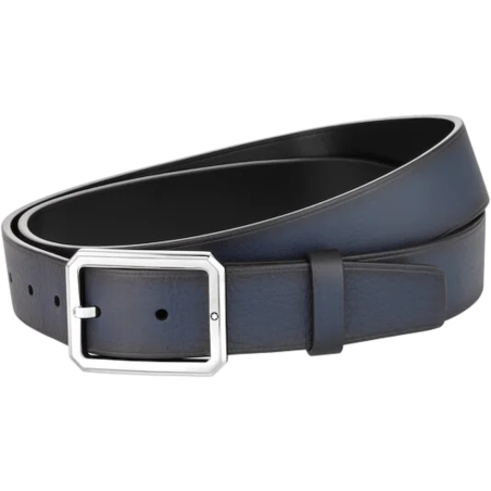 Monblanck Cintura Reversibile in Pelle Blu/Nera 35mm Ref. MB128771 - Tomasini Francia
