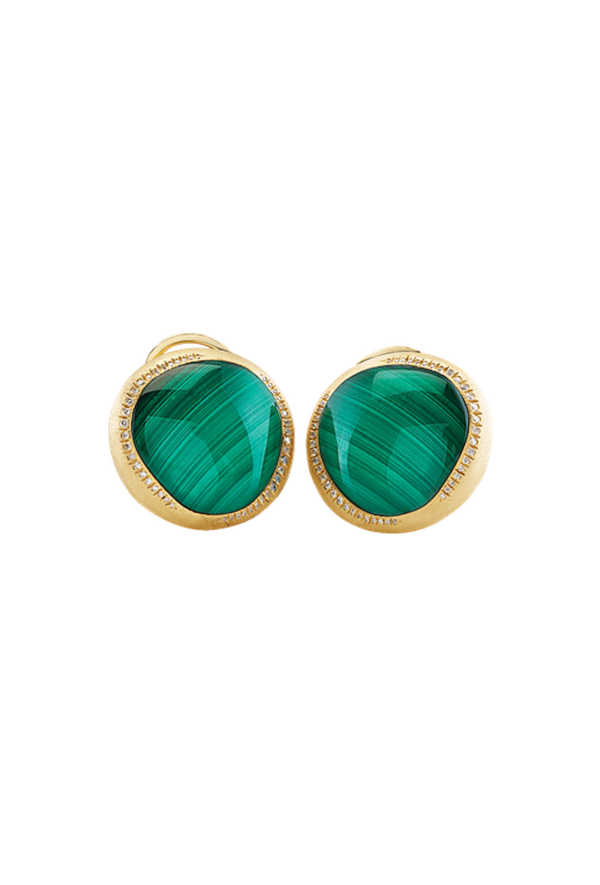 Chantecler Orecchini Enchantè in oro satinato 18kt, Diamanti, Malachite e cristallo di rocca 42938 Ref. 42938 - Tomasini Francia
