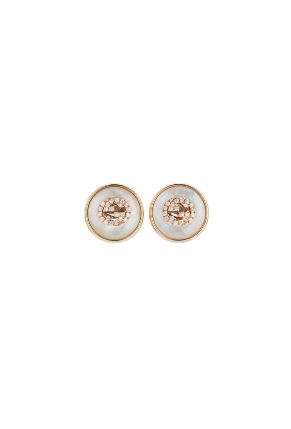 Gucci Interloking Orecchini a Bottone Oro18k Diamanti e Madreperla Ref. YBD786746001 - Tomasini Francia