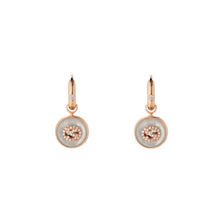 Gucci Inteloking Loop Earrings Gold 18k Diamonds Mother of Pearl Ref. YBD786772001 - Tomasini Francia