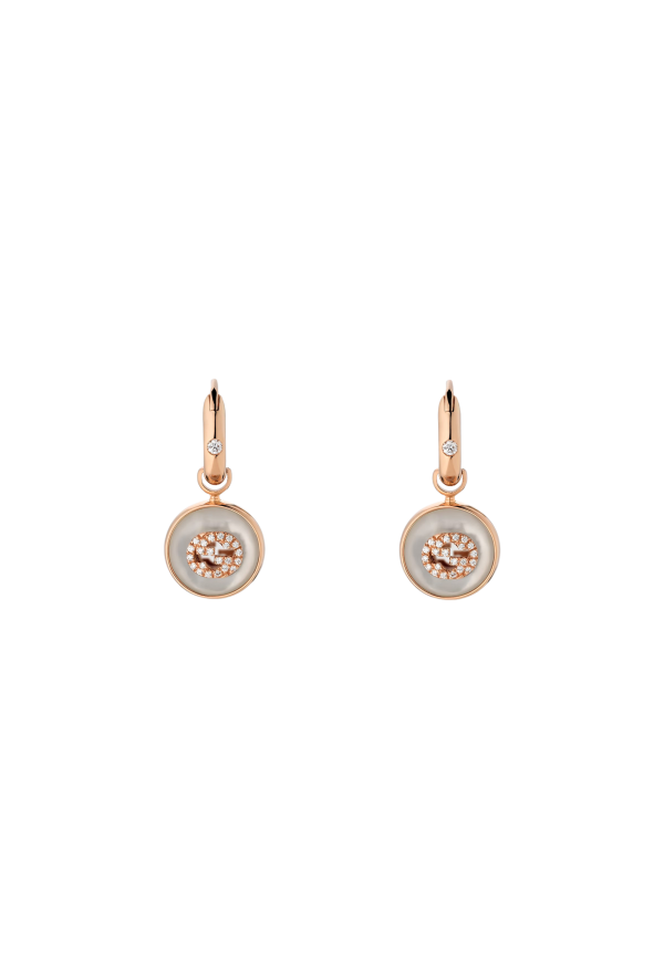 Gucci Inteloking Loop Earrings Gold 18k Diamonds Mother of Pearl Ref. YBD786772001 - Tomasini Francia