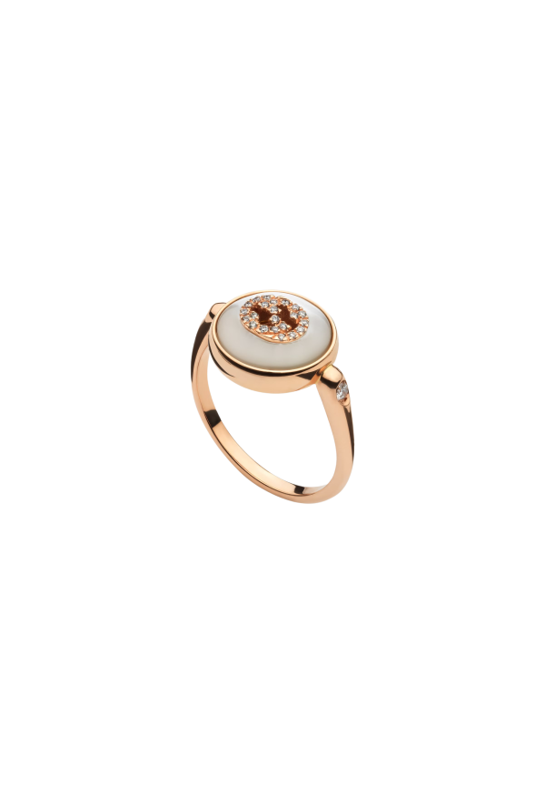 Gucci Interloking Ring Gold 18k Diamonds Mother of Pearl Ref. YBC786765001 - Tomasini Francia