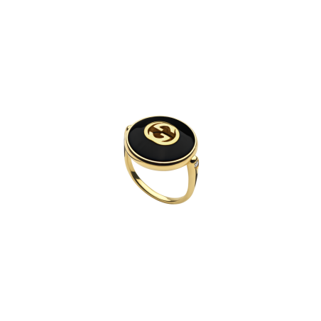 Gucci Interloking Anello Grande Oro 18k Onice Ring Gold18k Onyx Ref. YBC786604001 - Tomasini Francia