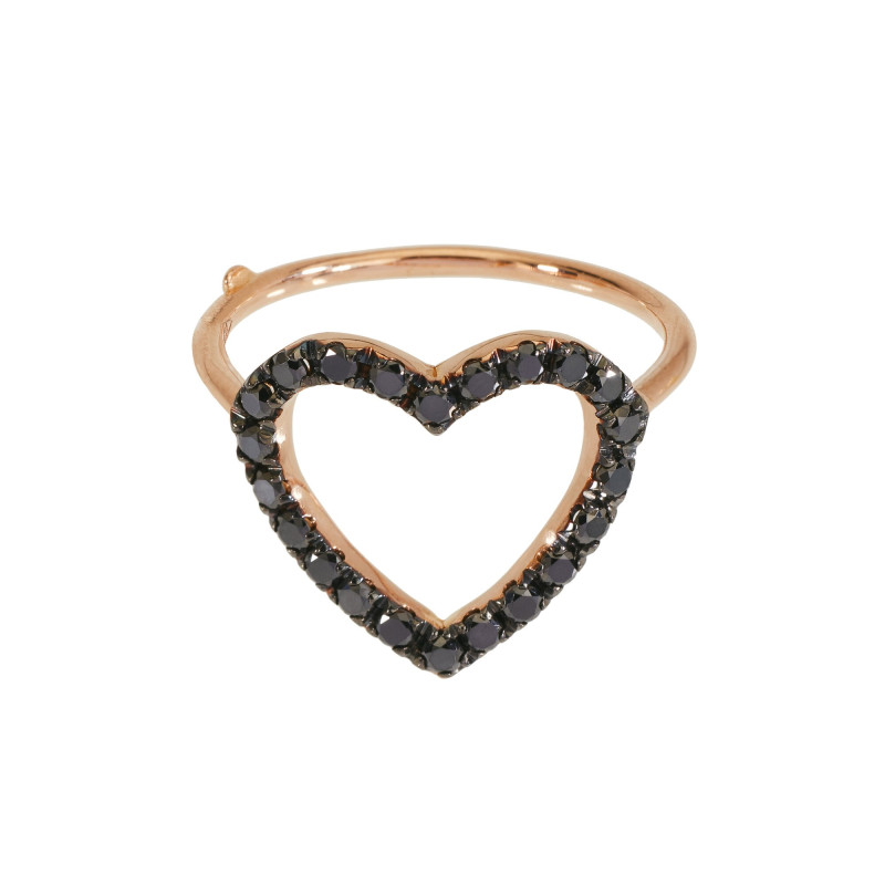 Marco Gerbella Piccole Gioie Heart Ring Black Diamonds Ref. PF-AN-21-4R - Tomasini Francia