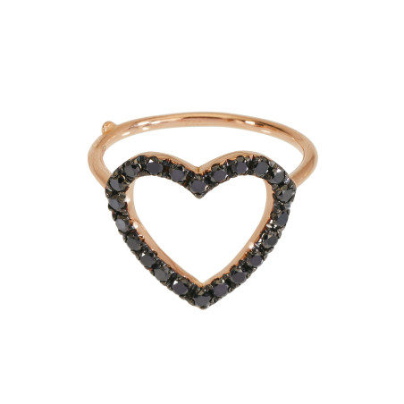 Marco Gerbella Piccole Gioie Heart Ring Black Diamonds Ref. PF-AN-21-4R - Tomasini Francia