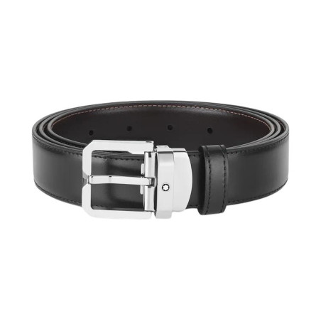 Montblanc Cintura Reversibile in Pelle Nera Ref. MB132873 - Tomasini Francia