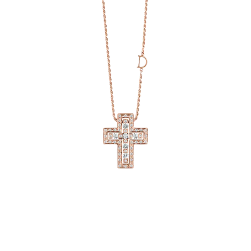 Damiani Belle Epoque Rose Gold Cross Necklace Ref. 20079802 - Tomasini Francia