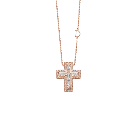 Damiani Belle Epoque Rose Gold Cross Necklace Ref. 20079802 - Tomasini Francia