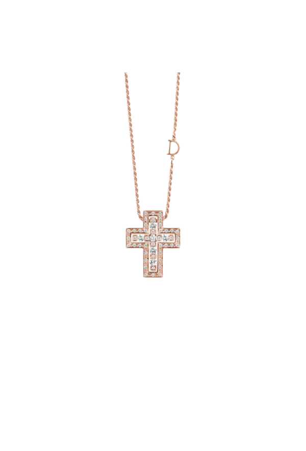Damiani Belle Epoque Rose Gold Cross Necklace Ref. 20079802 - Tomasini Francia
