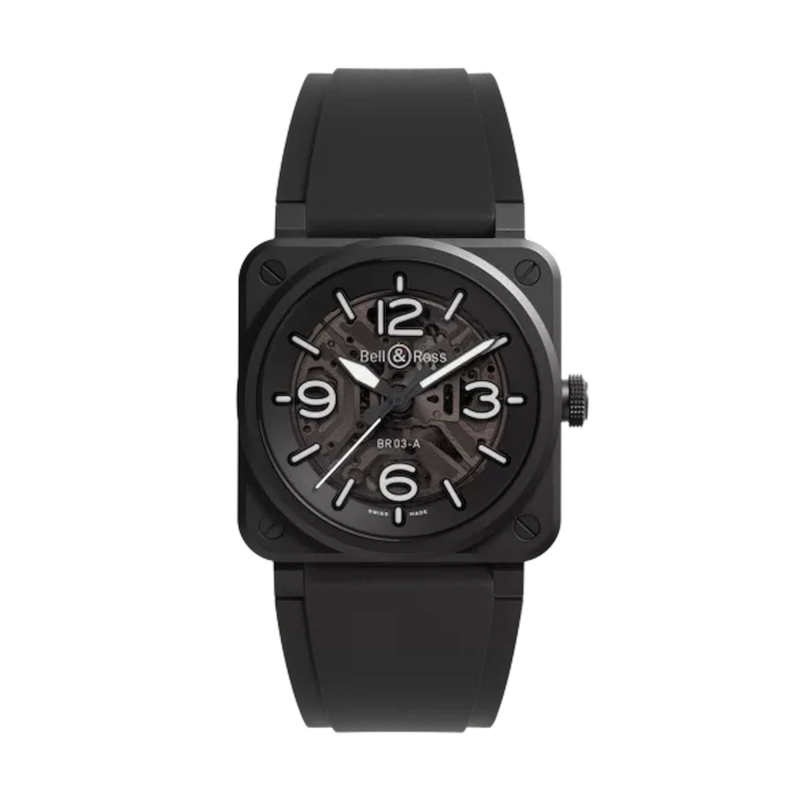 Bell & Ross BR-03 Skeleton Black Ceramic Ref. BR03A-BL-SKCE/SRB - Tomasini Francia