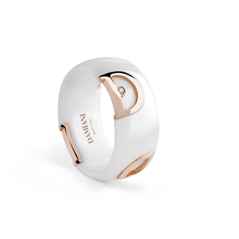 Damiani D-icon White Ceramic Ring Size 11