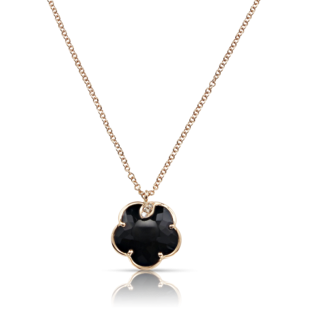 Collana Petit Joli' In Oro Rosa 18 Carati Con Onice, Diamanti Bianchi E Champagne Ref. 16136R - Tomasini Francia