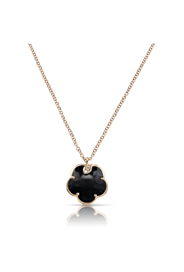 Collana Petit Joli' In Oro Rosa 18 Carati Con Onice, Diamanti Bianchi E Champagne Ref. 16136R - Tomasini Francia