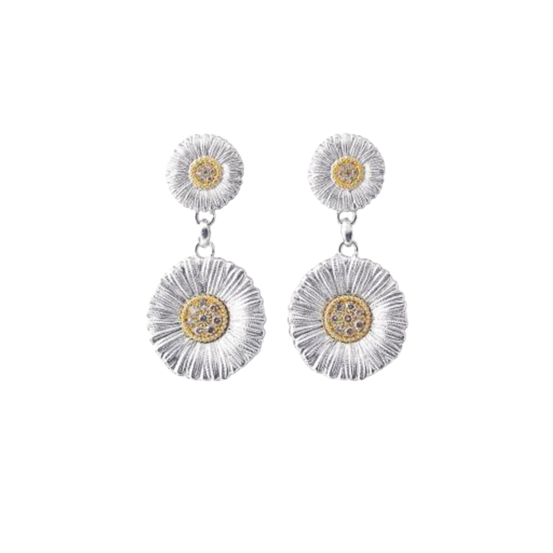 Buccellati Blossoms Diamonds Margherita In Argento Orecchini Ref. JAGEAR023558 - Tomasini Francia