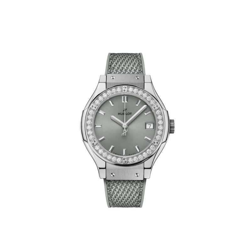 Hublot Classic Fusion Titanium Sage Green Diamonds Ref. 581.NX.891G.NR.1104 - Tomasini Francia