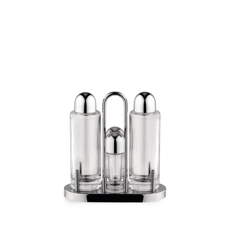 Oliera Alessi Con Portacondimenti In Acciaio Lucido E Vetro Cristallino Ref. 5070 - Tomasini Francia