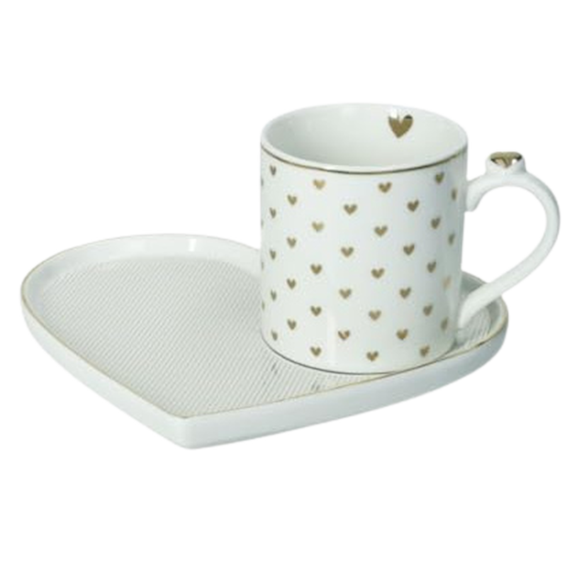 Brandani Amore Mio Cuori Set Tazza Mug con Vassoio Ref. 51662 - Tomasini Francia