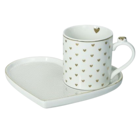 Brandani Amore Mio Cuori Set Tazza Mug con Vassoio Ref. 51662 - Tomasini Francia
