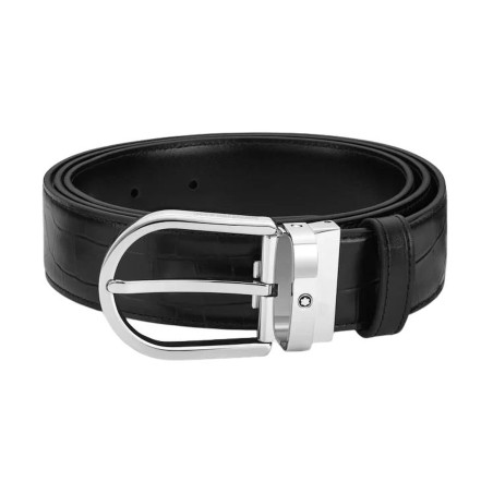 Montblanc Cintura da 35mm con Fibbia a Ferro di Cavallo Ref. MB130016 - Tomasini Francia