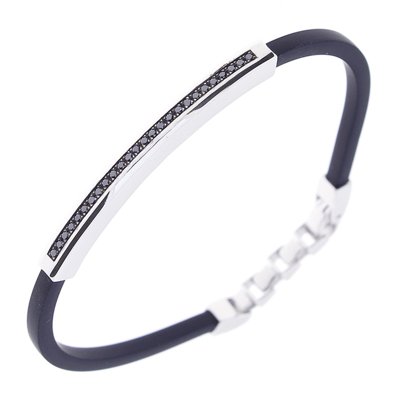 Salvini Bracciale Caucciù, Argento E Diamanti Neri Ref. 20088013-[duplicato]-1 - Tomasini Francia