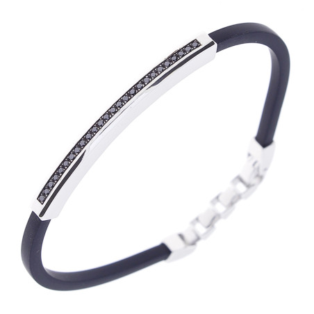 Salvini Bracciale Caucciù, Argento E Diamanti Neri Ref. 20088013-[duplicato]-1 - Tomasini Francia