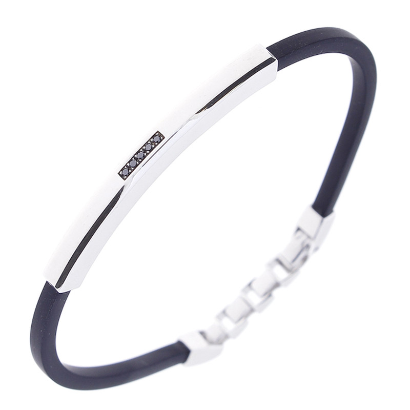 Salvini Bracciale Caucciù, Argento E Diamanti Neri Ref. 20088013-[duplicato]-2 - Tomasini Francia