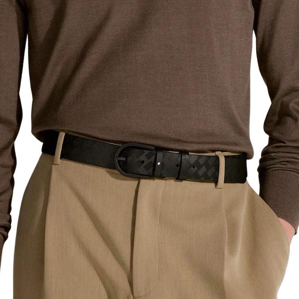 Montblanc Extreme 3.0 Black Leather Belt and Horseshoe Buckle