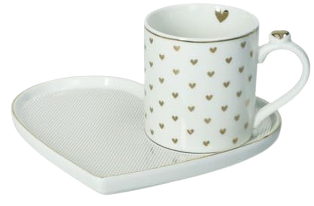 Brandani Amore Mio Cuori Set Tazza Mug con Vassoio Ref. 51662