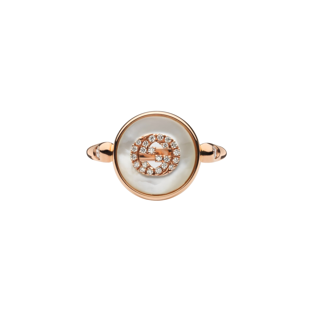 Gucci Interloking Anello  Oro18k Diamanti Madreperla