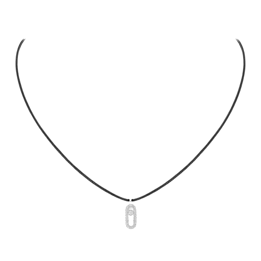 Messika CARE(s) Black Cord Pavé Necklace Ref. 14142-WG