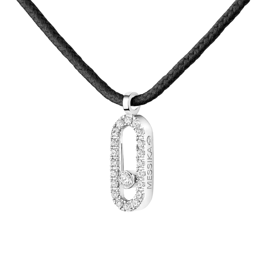 Messika CARE(s) Black Cord Pavé Necklace