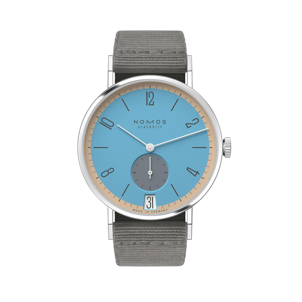 Nomos Glashütte Tangente 38 Dater Delfin Ref. 179.S22