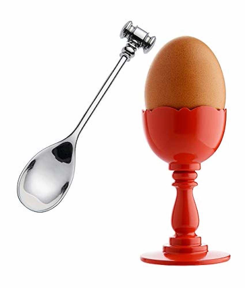 Portauovo Alessi In Resina Rosso Con Cucchiaino In Acciaio Ref. MW14/R