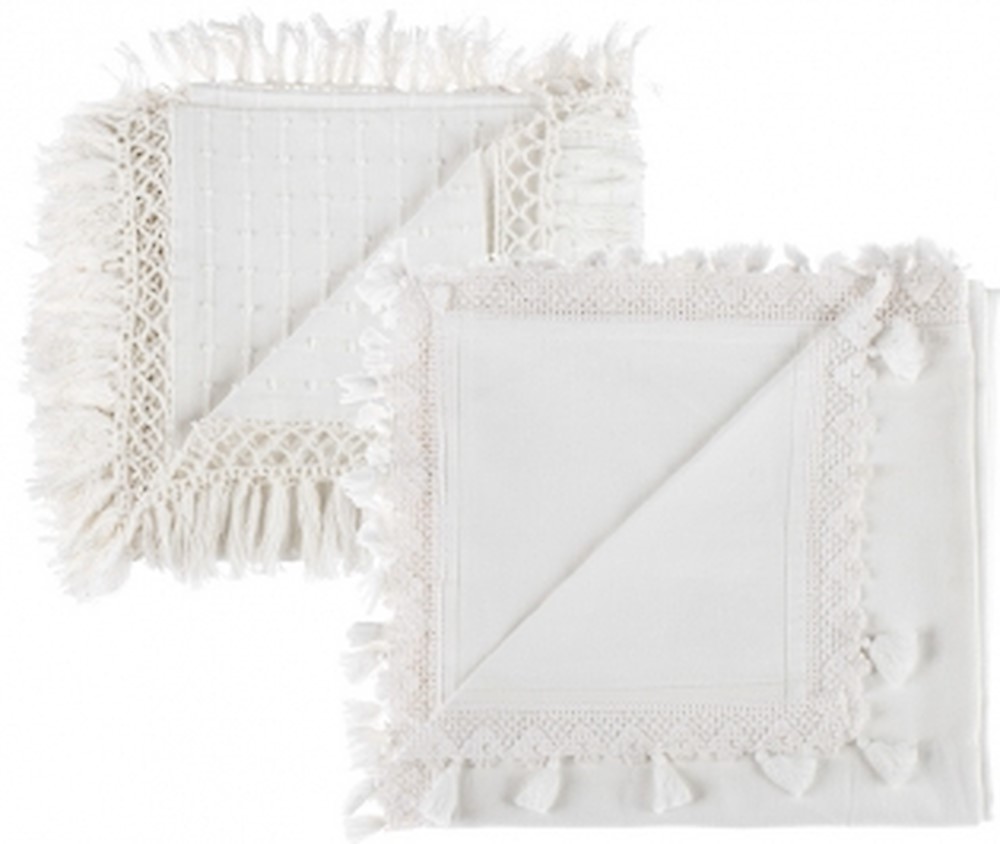 Copritavolo Con Frange Ass. Panna Blanc Mariclò Ref. A24603