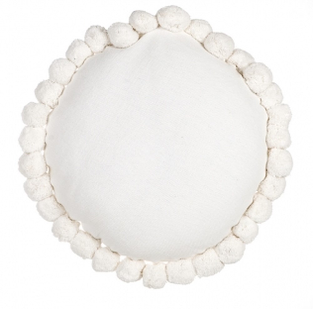 Cuscino Tondo Con Maxi Pom Pom Blanc Mariclò Ref. A24802