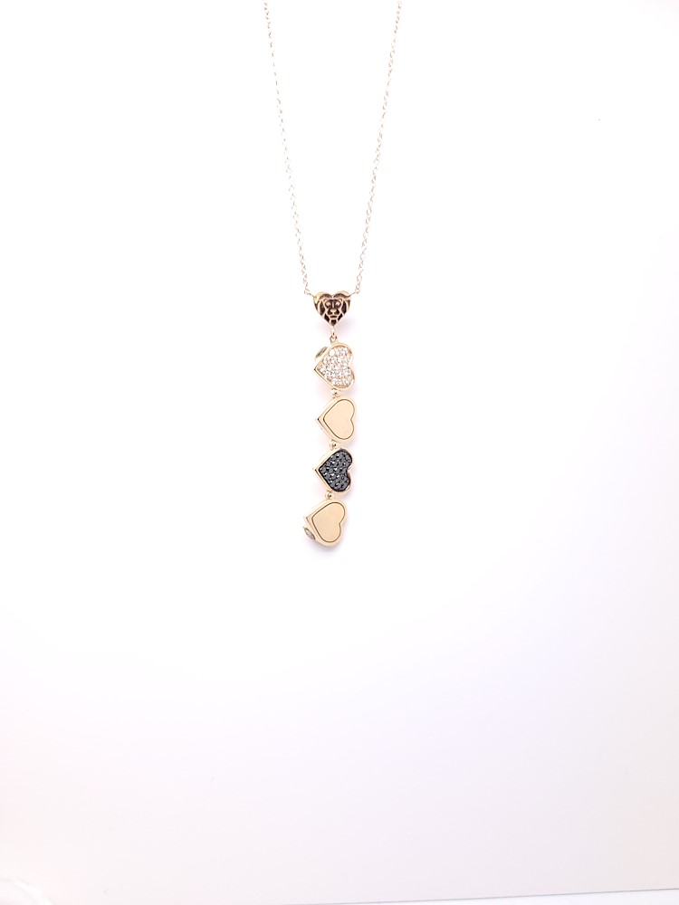 Love & Luck Girocollo Con Pendente Diamanti Neri E Bianchi