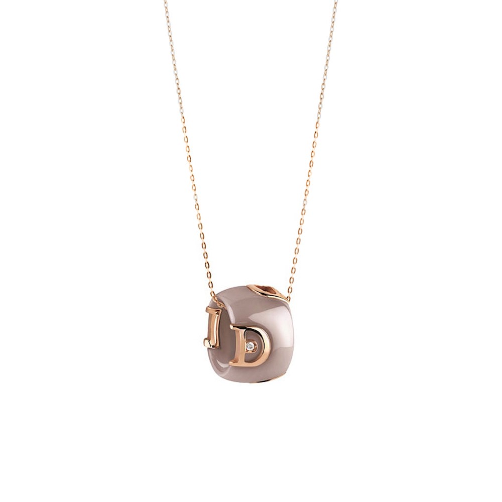 Damiani Collana D-icon Ceramica Cappuccino Ed Oro Rosa Ref. 20068423