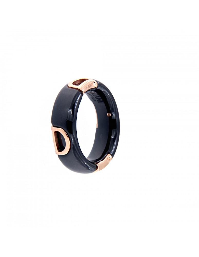 Damiani D-icon 7 Mm Ceramica Nera Ed Oro Rosa Misura 13 Ref. 20087240