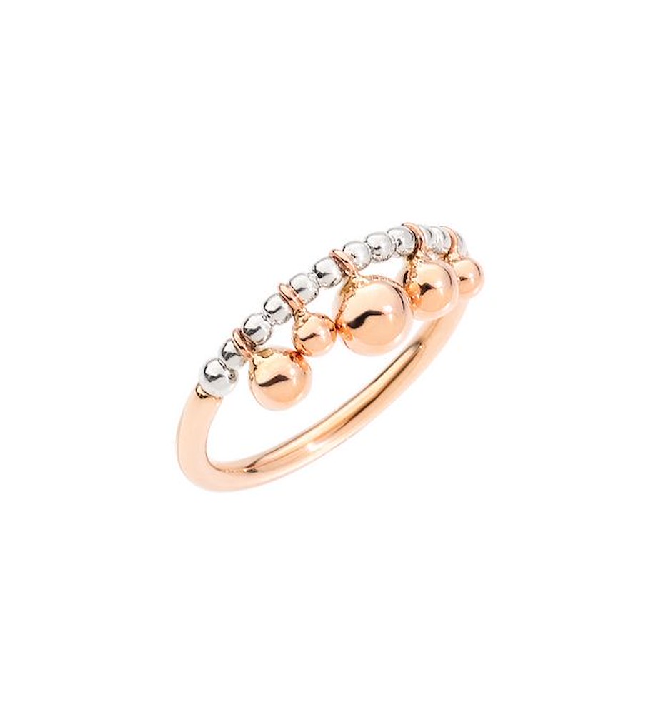 Anello Bollicine In Oro Rosa 9 Kt Con Dettaglio In Argento E Sfere In Oro Rosa 9 Kt. Ref. ADBALL5/9/A