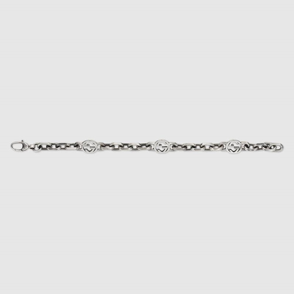 Gucci Bracciale In Argento Interlocking